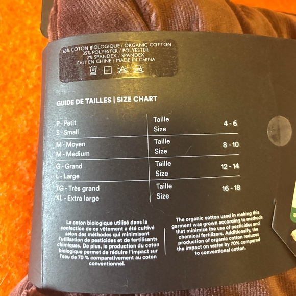 Brown organic cotton stretchy corduroy leggings NWT - Picture 7 of 8